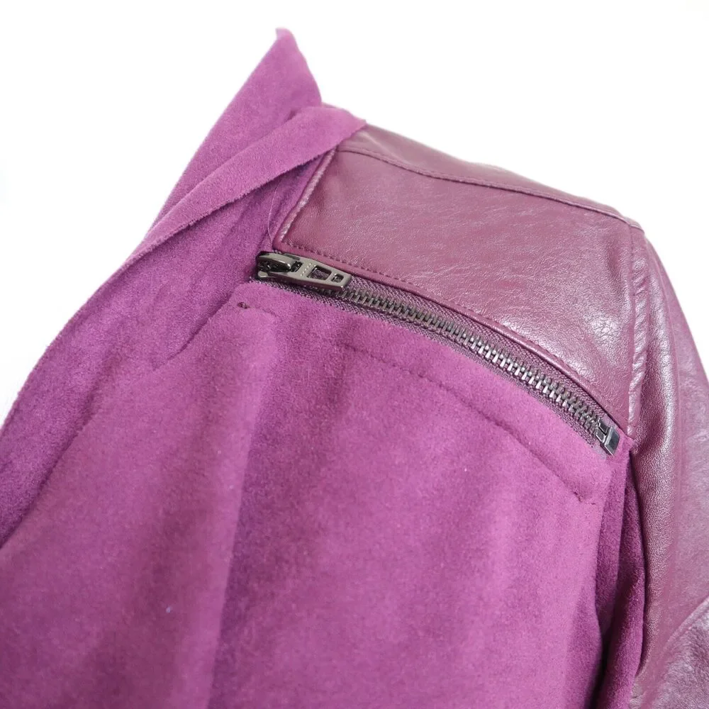 BlankNYC Size S Draped Front Moto Jacket Faux Suede Cabernet - Picture 10 of 12